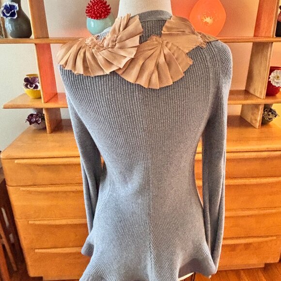 Anthropologie Vermeil Sequins Cardigan Sweater by Yellow Bird Size M Gray - Picture 2 of 16